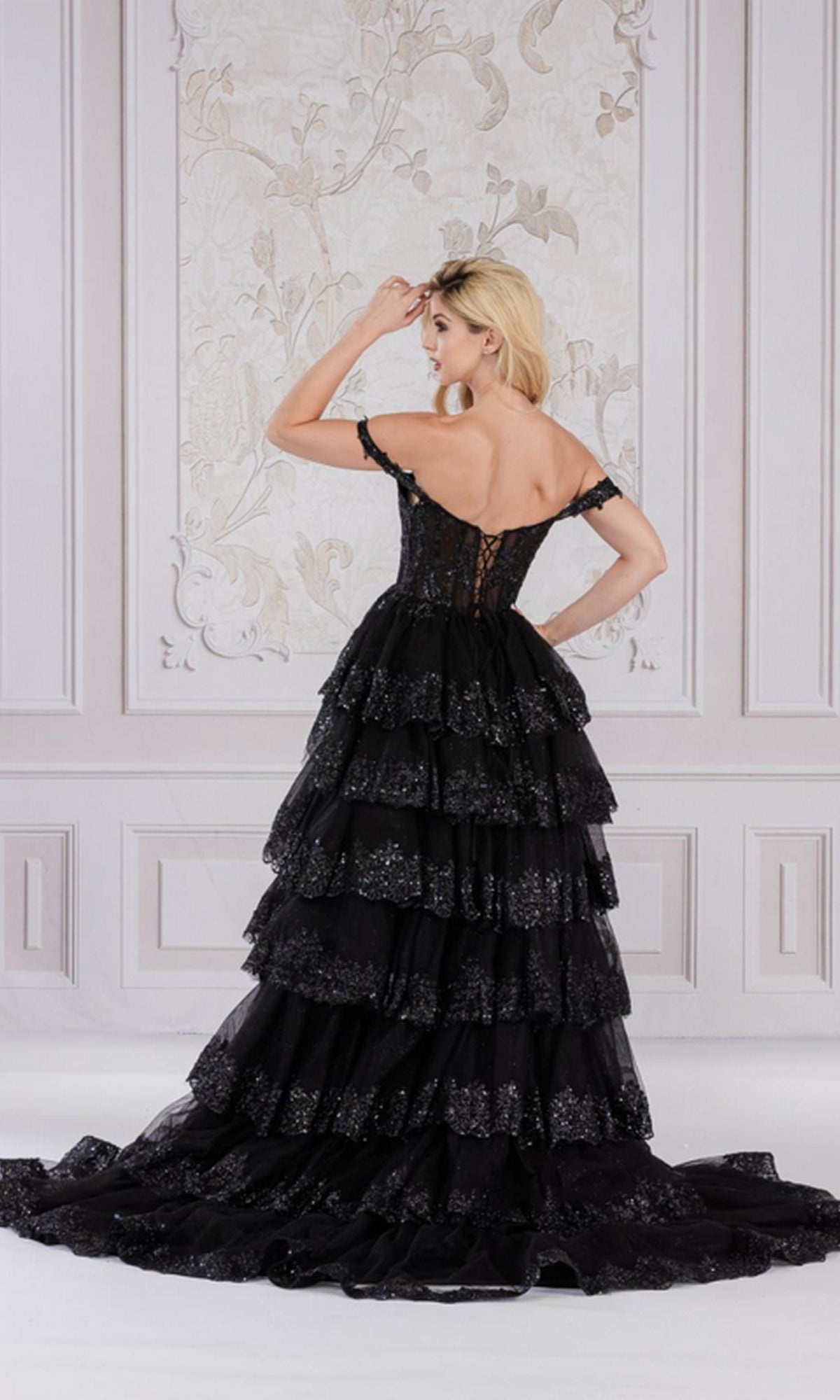 Off-the-Shoulder Layered Long Ball Gown TM1012 - Image 2