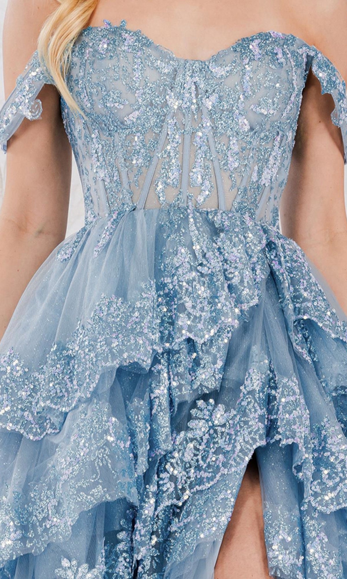 Off-the-Shoulder Layered Long Ball Gown TM1012 - Image 8