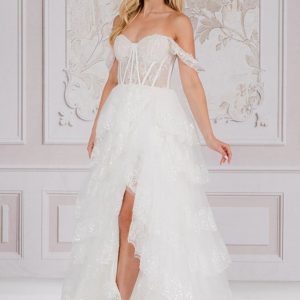 Off-the-Shoulder Layered Long Ball Gown TM1012
