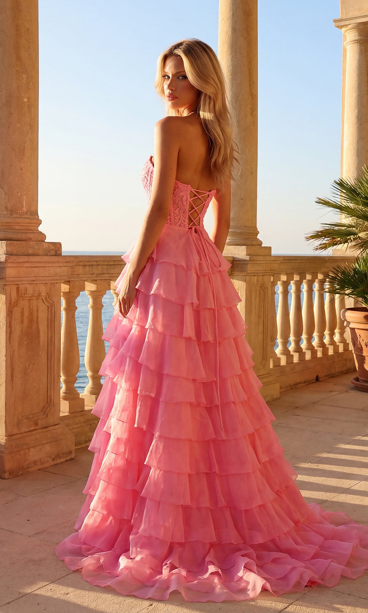Strapless Long Ruffled Prom Gown: PromGirl 250001 - Image 2