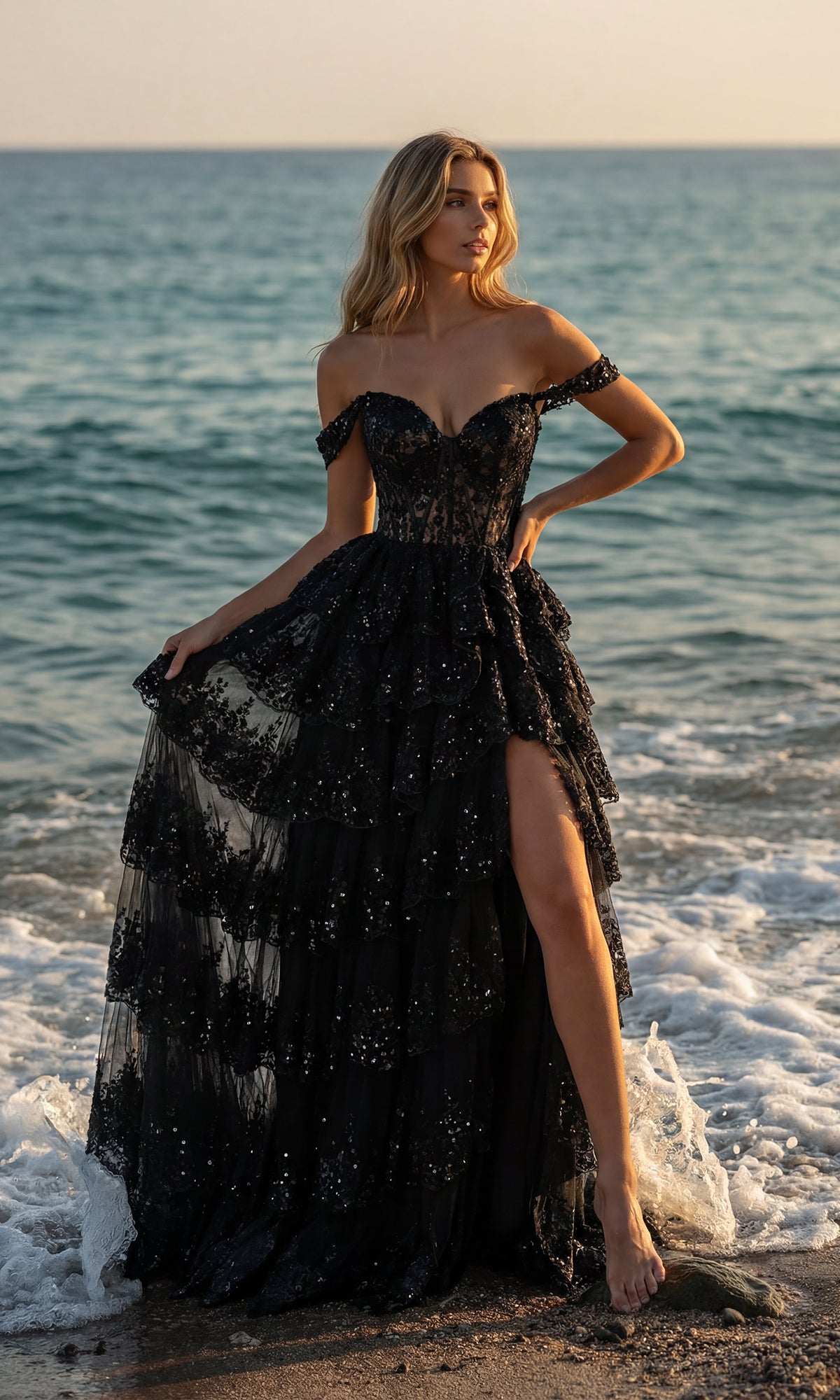 A-Line Corset Lace Prom Dress: PromGirl 250005 - Image 5