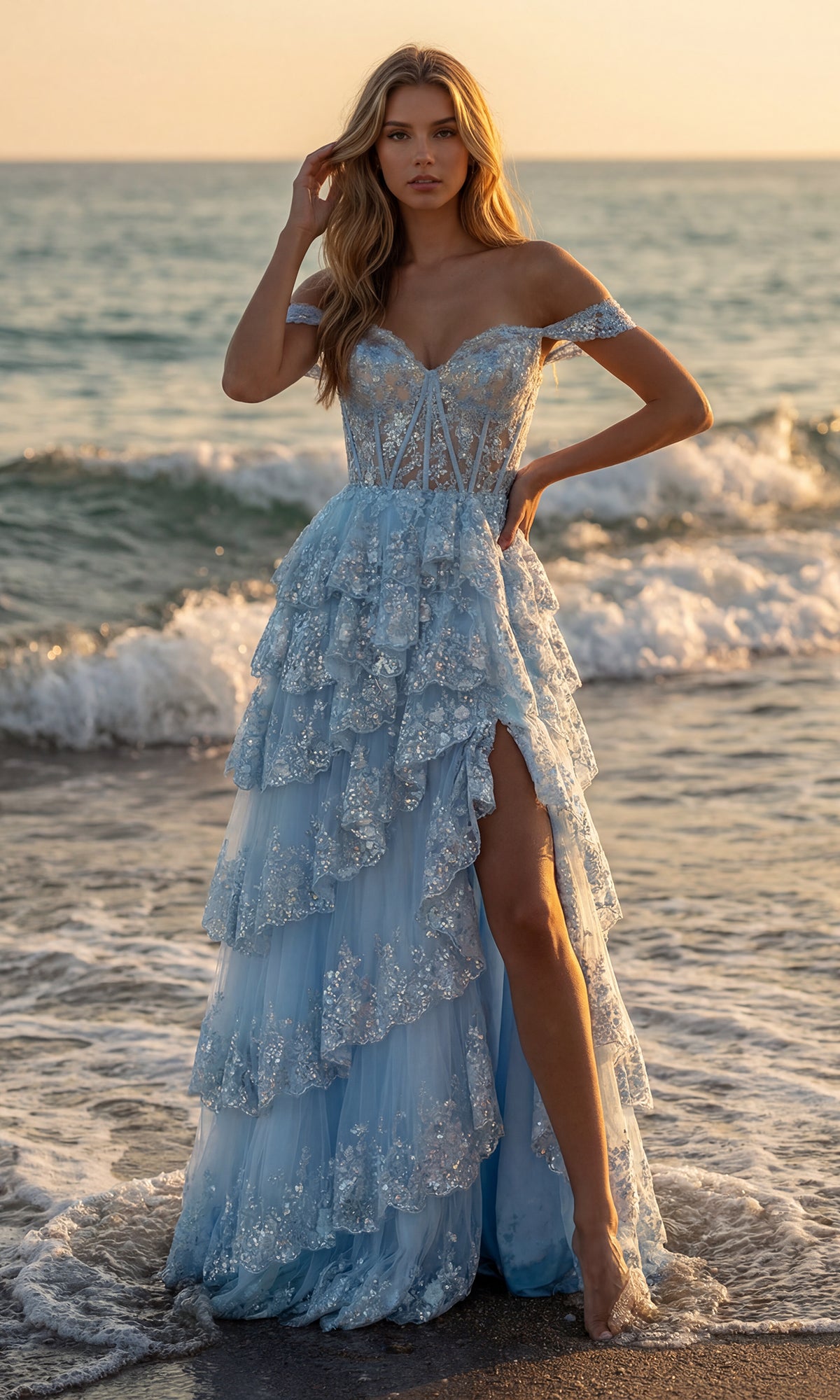 A-Line Corset Lace Prom Dress: PromGirl 250005 - Image 8