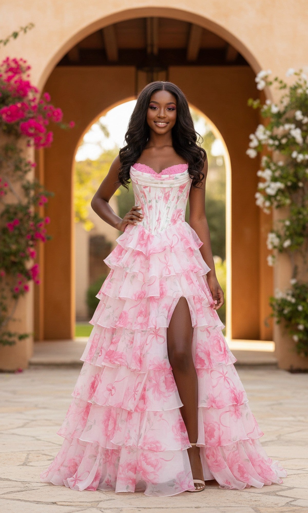 Floral Prom Ball Gown: PromGirl Exclusive 250123D - Image 4