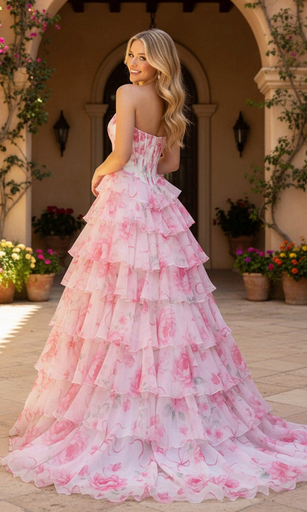Floral Prom Ball Gown: PromGirl Exclusive 250123D - Image 8