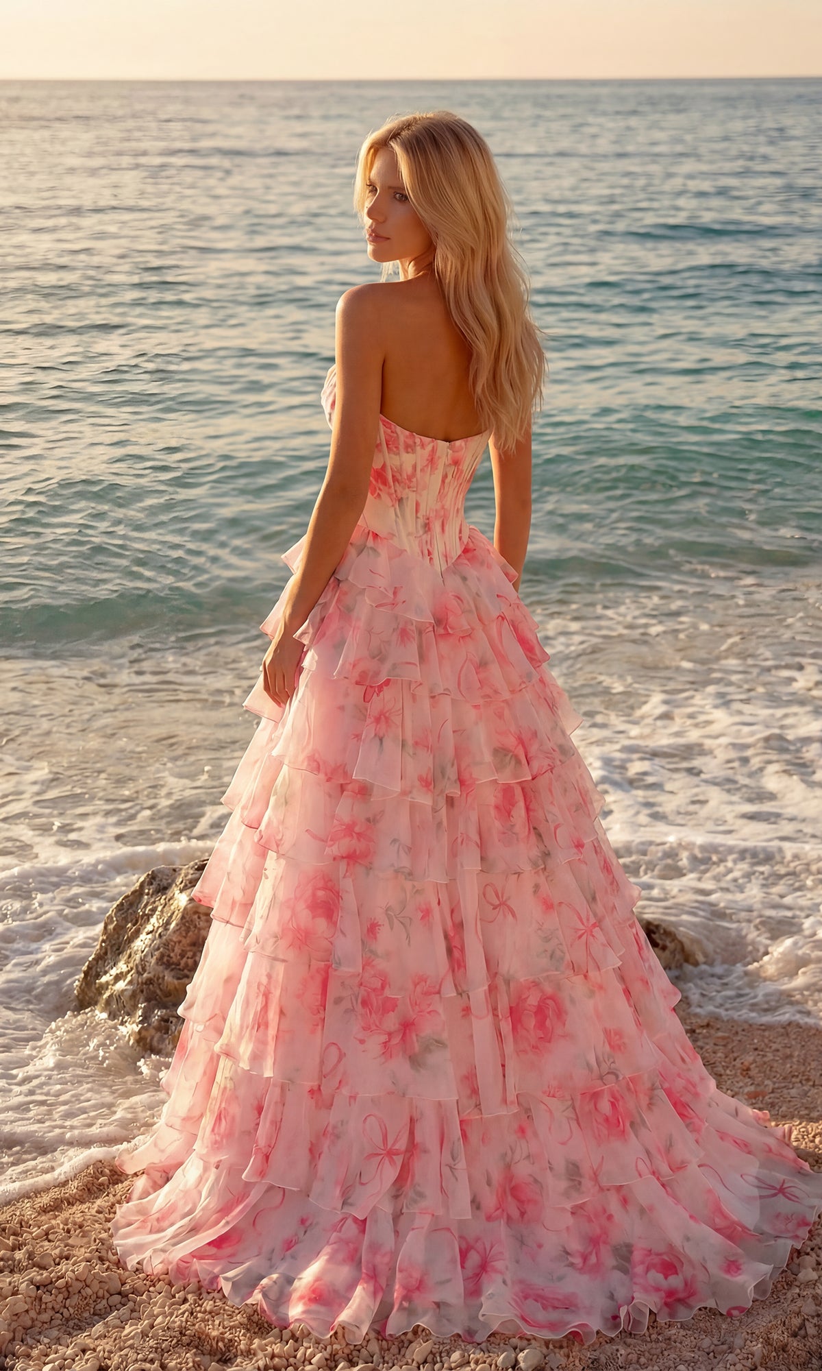 Floral Prom Ball Gown: PromGirl Exclusive 250123D - Image 2