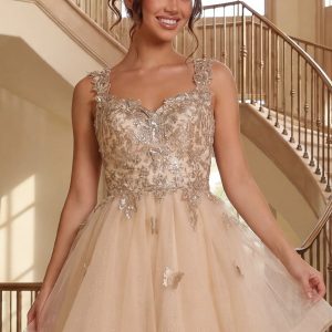 Embroidered-Lace Short Babydoll Hoco Dress 3338