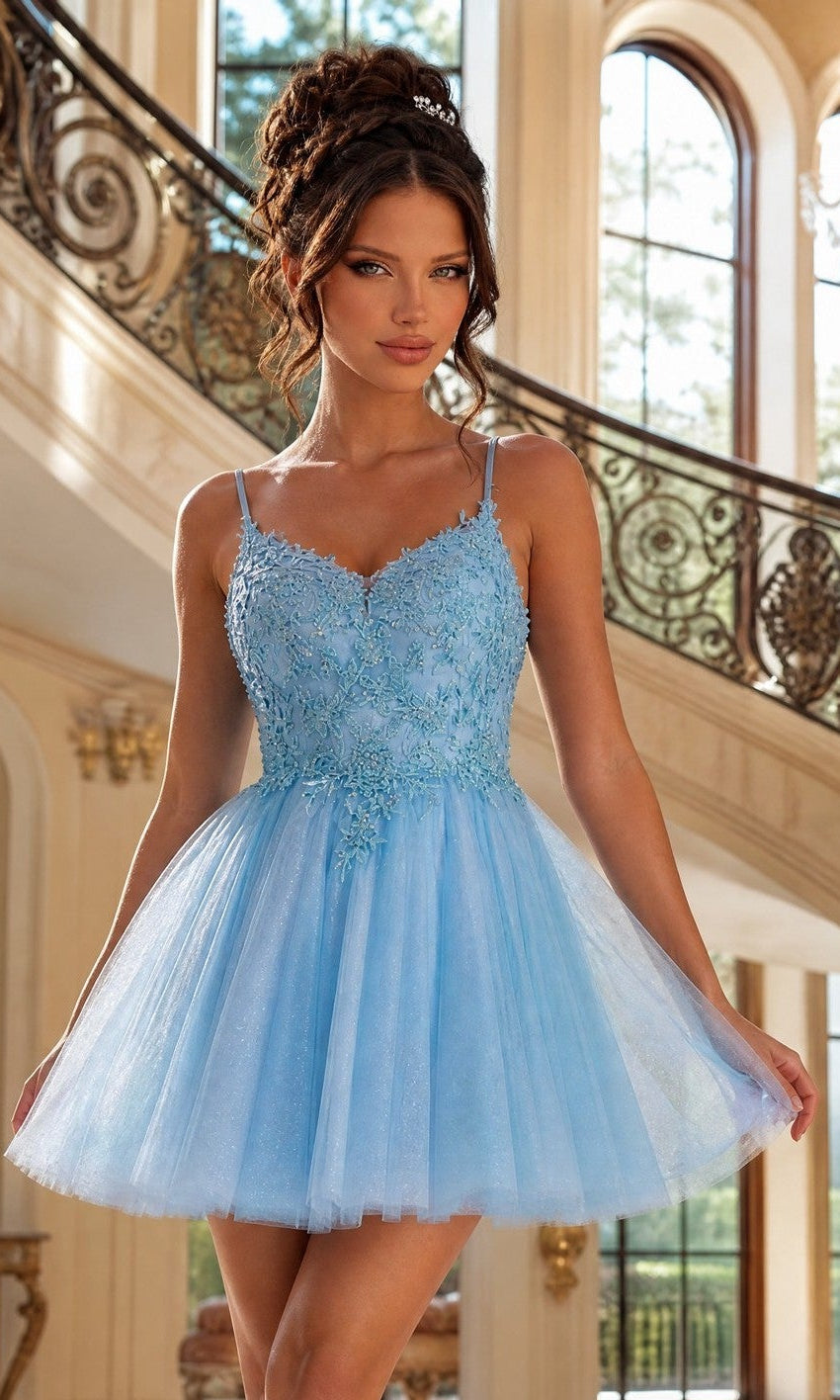 Short Glitter-Tulle Prom Dress: Dancing Queen 3413 - Image 3