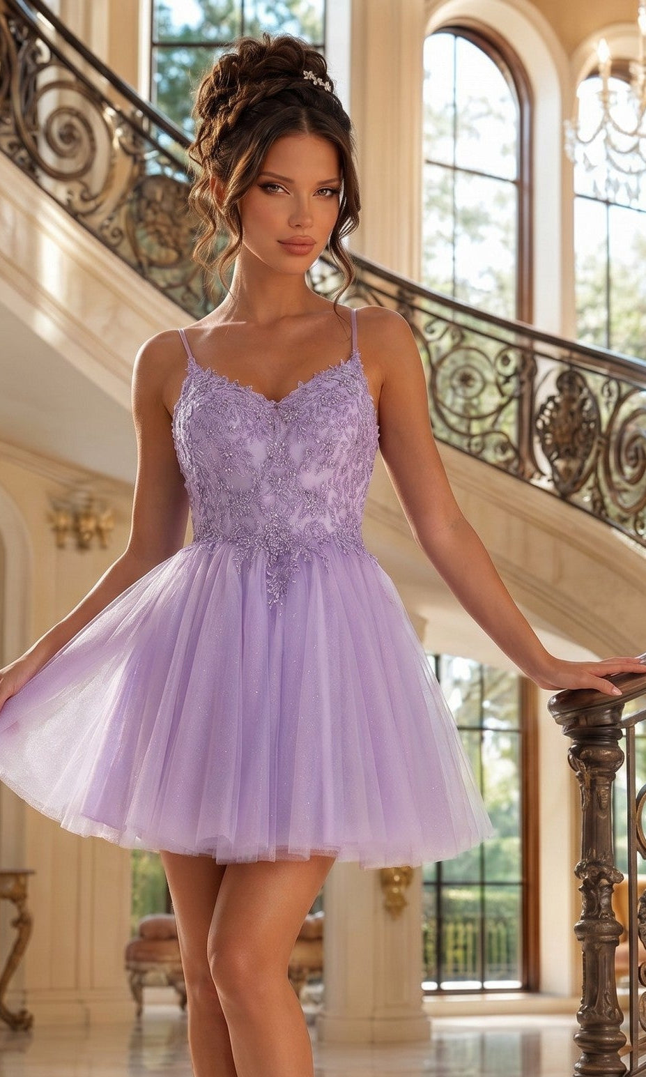 Short Glitter-Tulle Prom Dress: Dancing Queen 3413 - Image 10