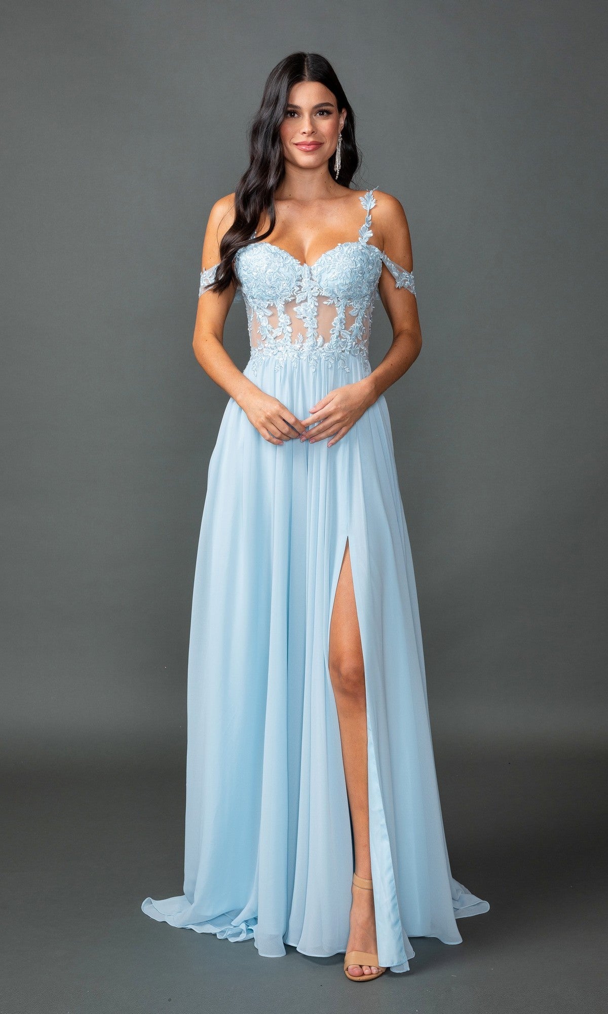 Sheer-Bodice Long Prom Dress: Dancing Queen 4506 - Image 7