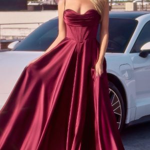 Long Satin A-Line Prom Dress: CL7481