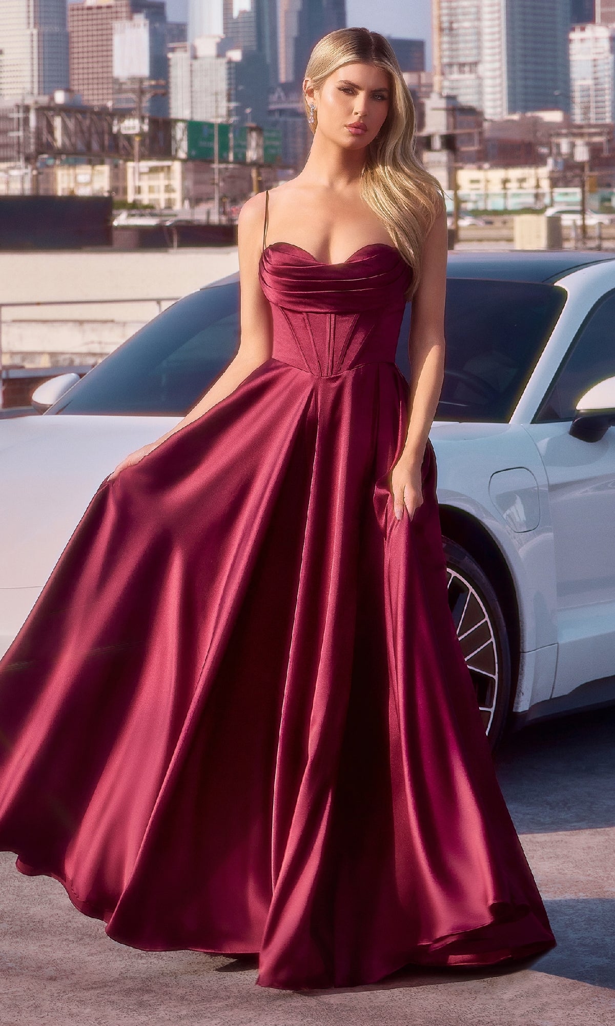 Long Satin A-Line Prom Dress: CL7481