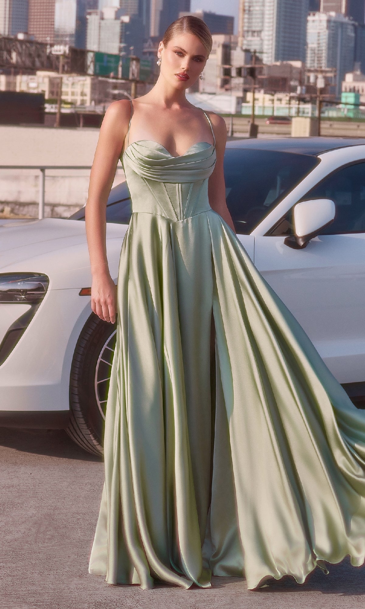 Long Satin A-Line Prom Dress: CL7481 - Image 6