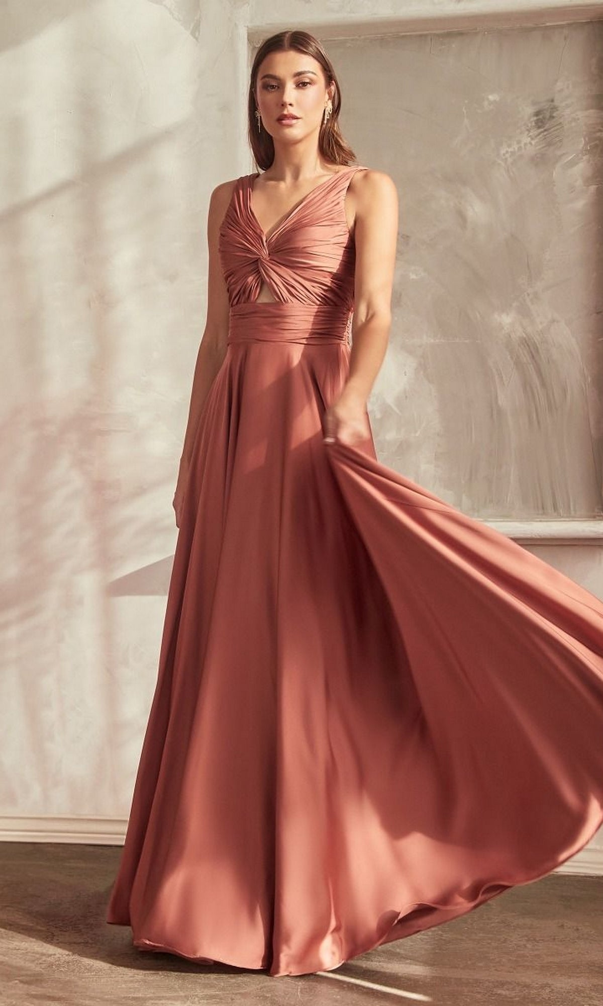 Twist-Front Long A-Line Cut-Out Prom Dress CL7497 - Image 9