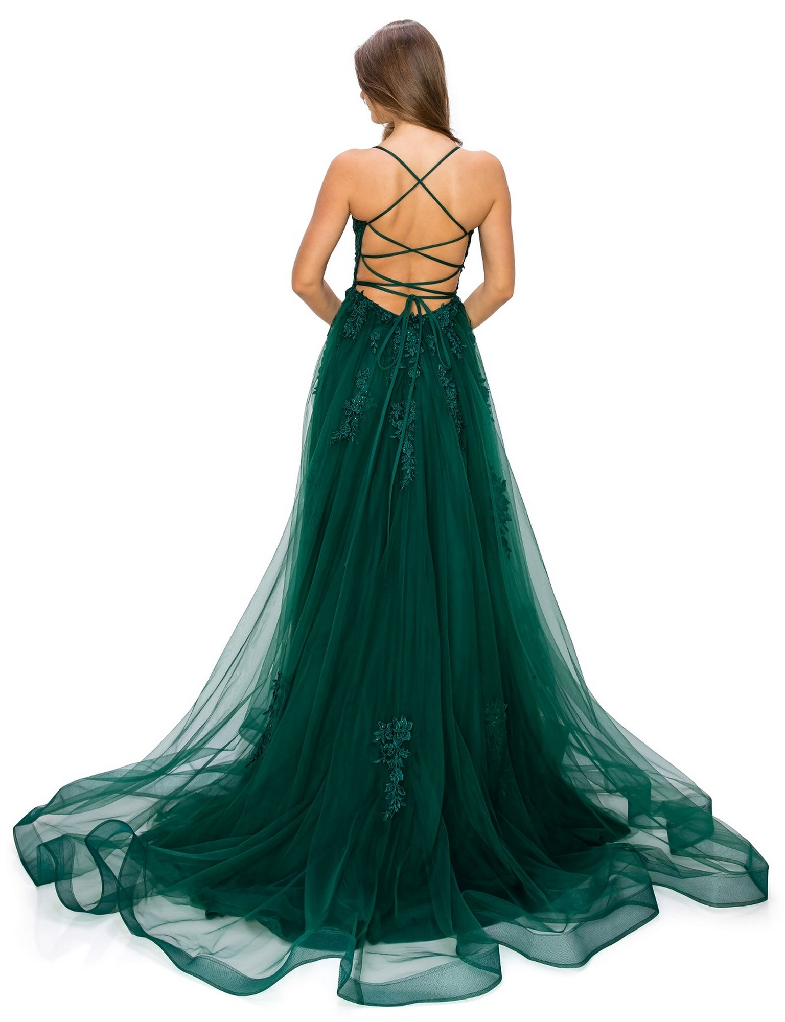 Floral-Embroidered Long Tulle Prom Dress 8031J - Image 8