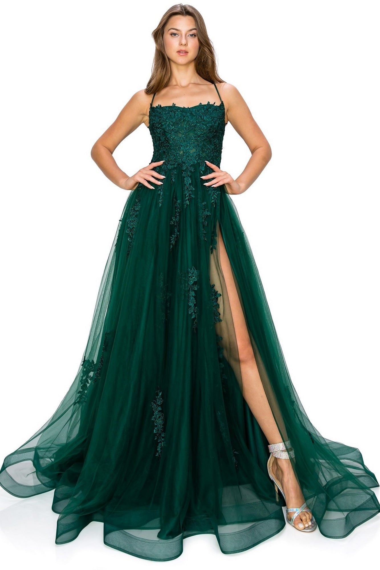 Floral-Embroidered Long Tulle Prom Dress 8031J - Image 4
