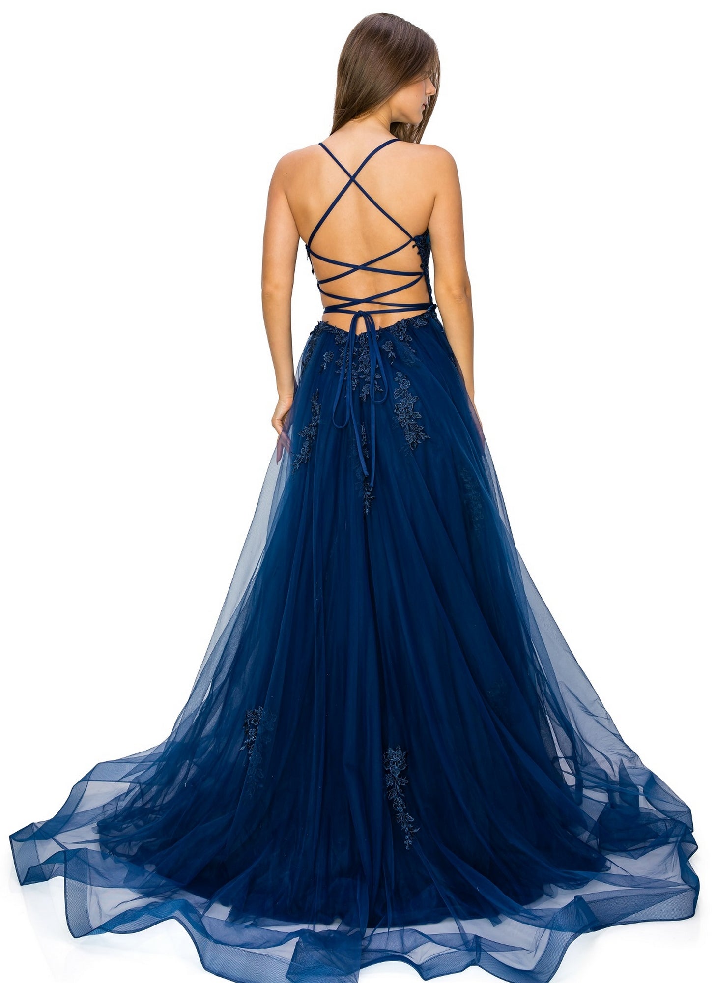 Floral-Embroidered Long Tulle Prom Dress 8031J - Image 7