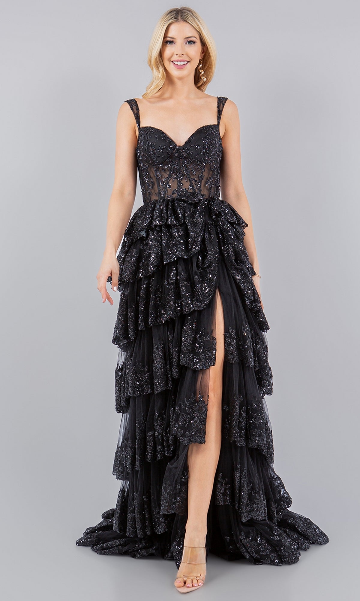 Ruffled Tiered Prom Dress: Cinderella Couture 8093J - Image 5