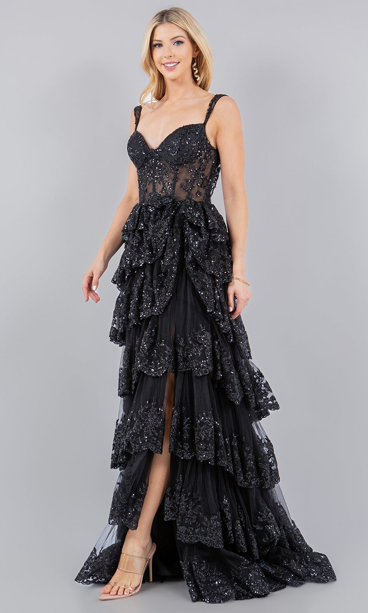 Ruffled Tiered Prom Dress: Cinderella Couture 8093J - Image 4