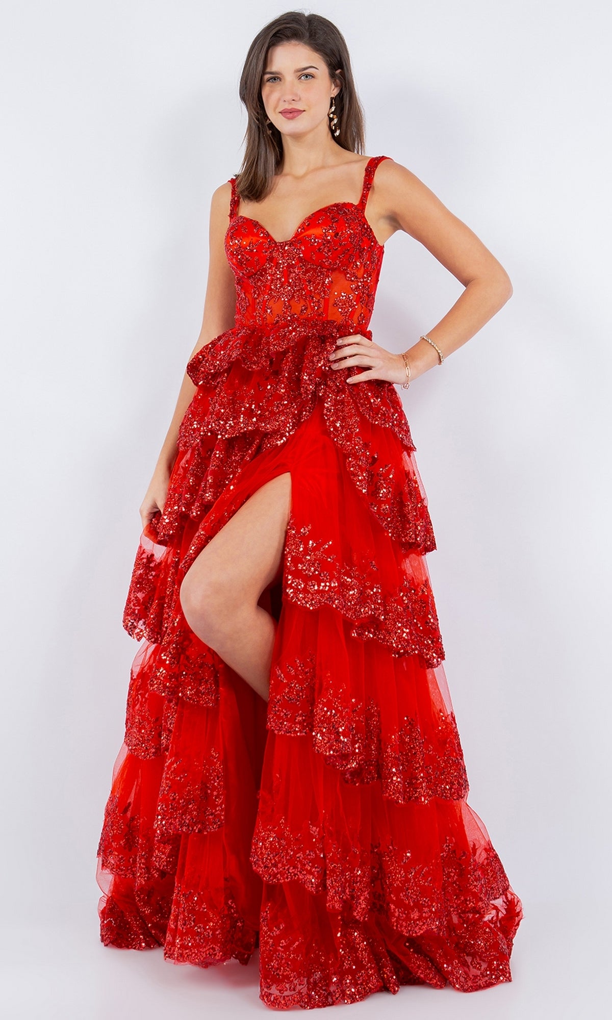 Ruffled Tiered Prom Dress: Cinderella Couture 8093J - Image 9
