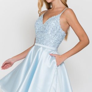 Short A-Line Homecoming Dress with Pockets 8694