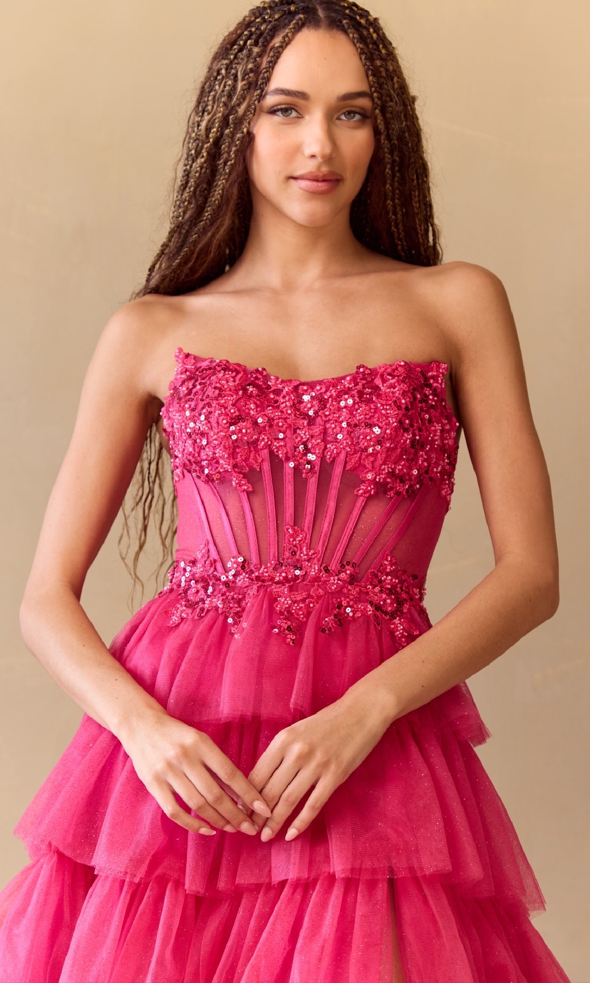 Strapless Long Prom Ball Gown: Amelia Couture 9053 - Image 4