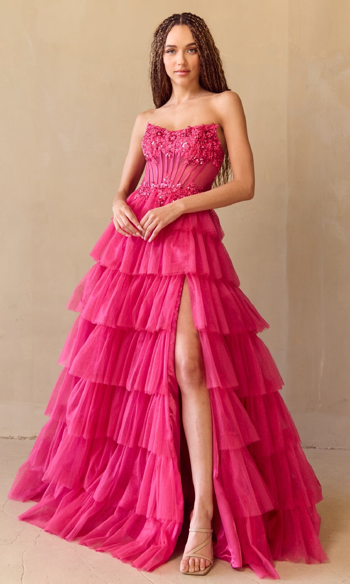 Strapless Long Prom Ball Gown: Amelia Couture 9053 - Image 5