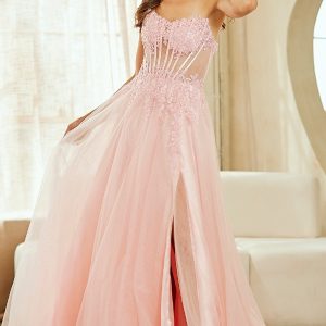 Strapless Glitter Prom Gown: Amelia Couture 9078