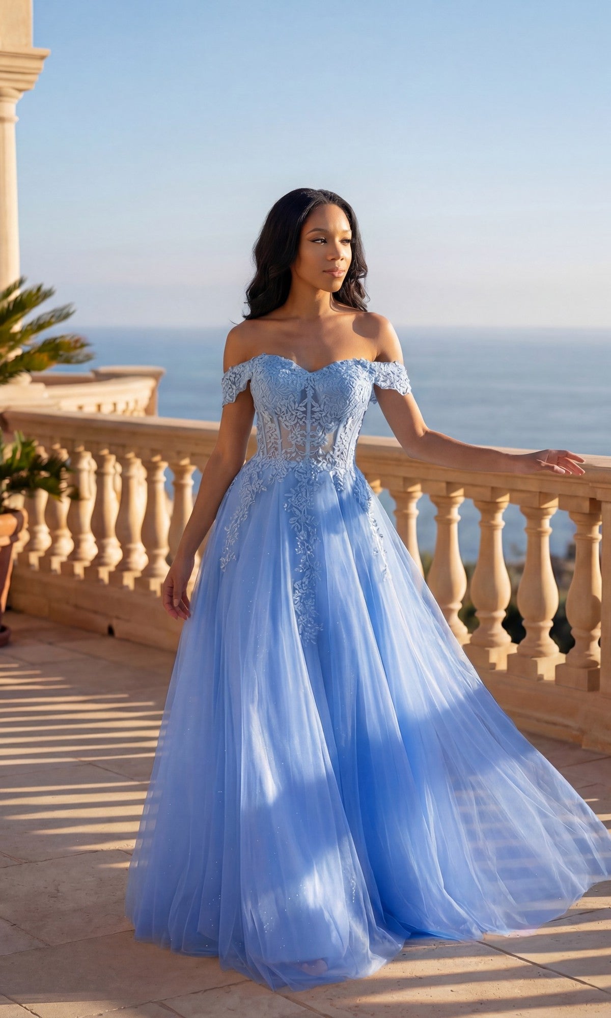 Off-the-Shoulder Long Glitter Ball Gown: Chicas - Image 8