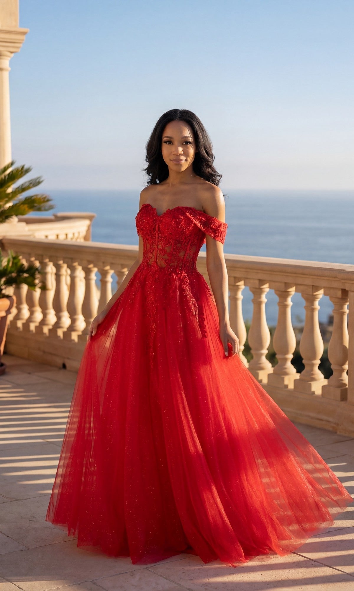 Off-the-Shoulder Long Glitter Ball Gown: Chicas - Image 9