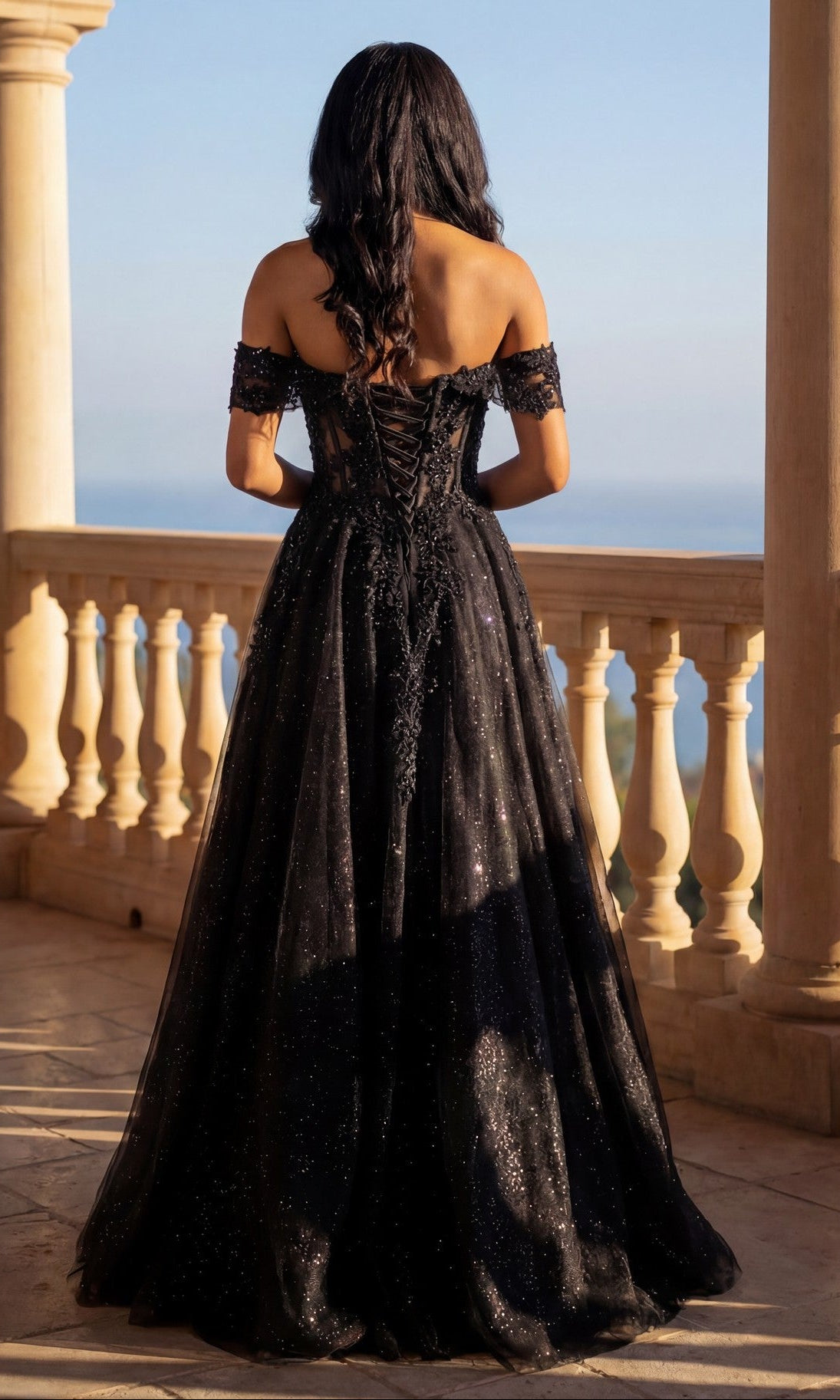Off-the-Shoulder Long Glitter Ball Gown: Chicas - Image 2