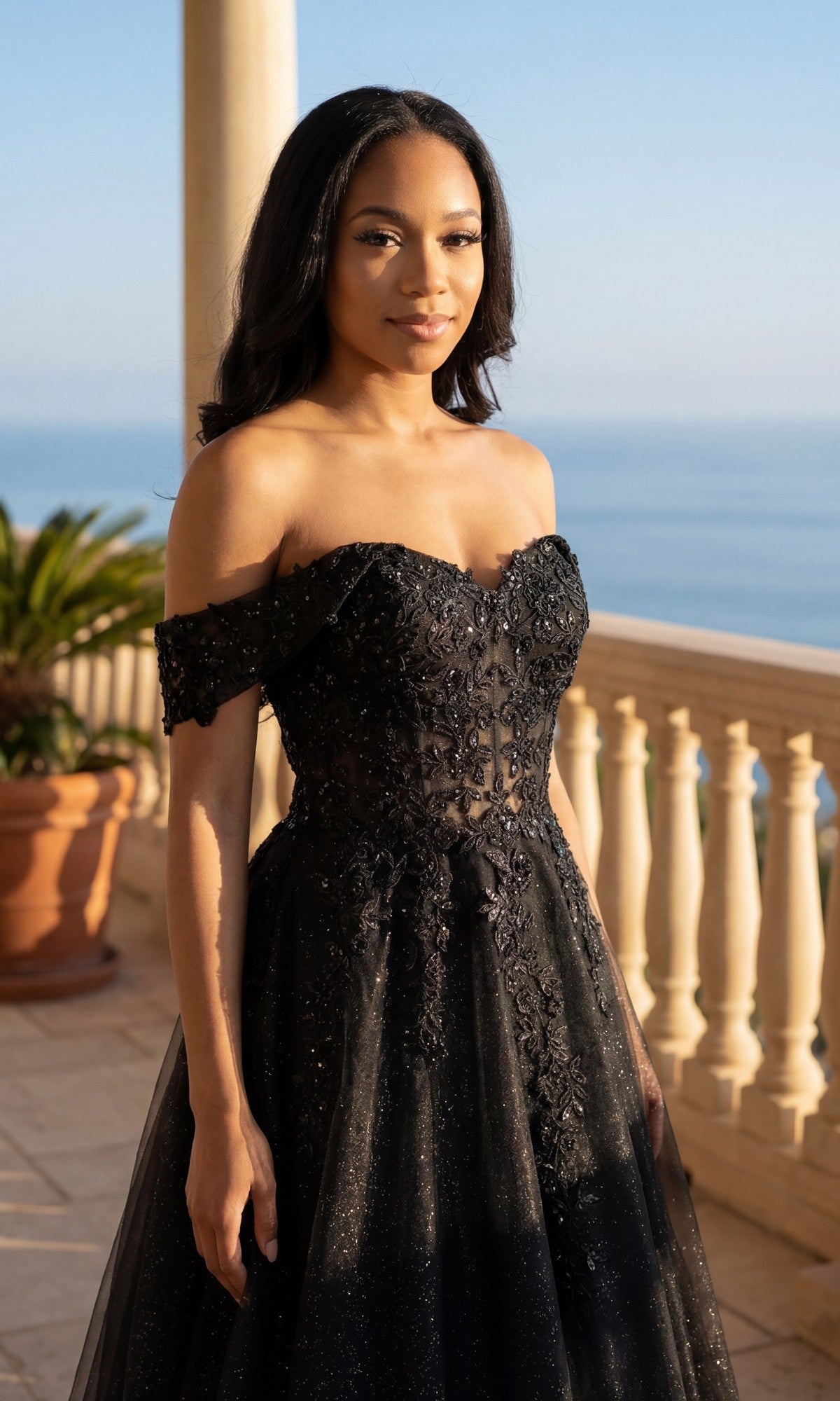 Off-the-Shoulder Long Glitter Ball Gown: Chicas - Image 10