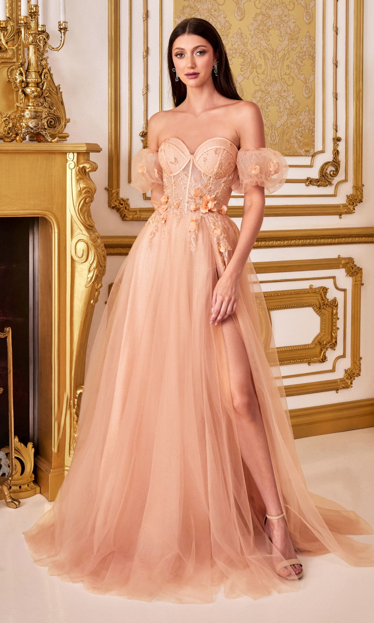Glitter Tulle Ball Gown Prom Dress: Ladivine CB080 - Image 5