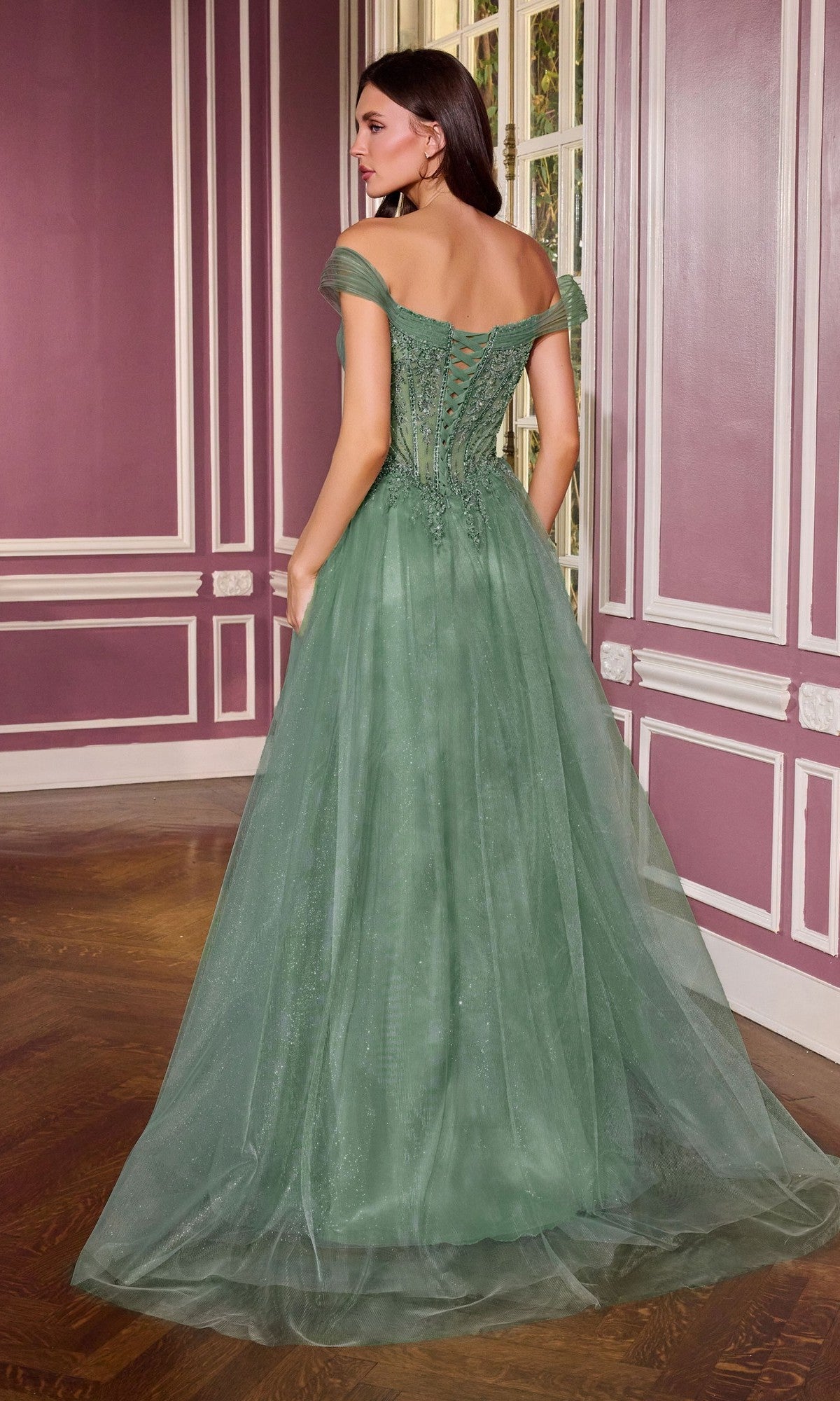 Glitter Corset Ball Gown Prom Dress: Ladivine CC493 - Image 7