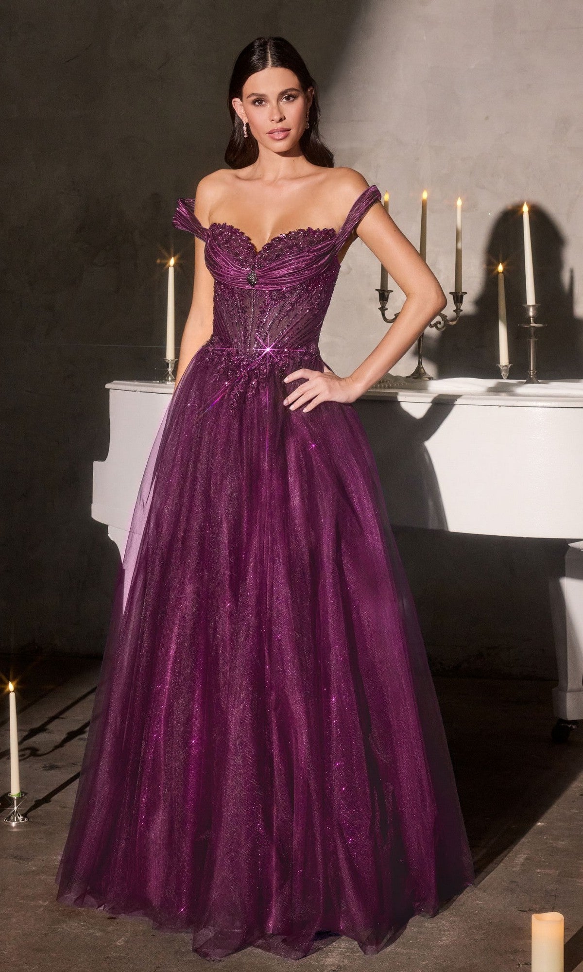 Glitter Corset Ball Gown Prom Dress: Ladivine CC493 - Image 4