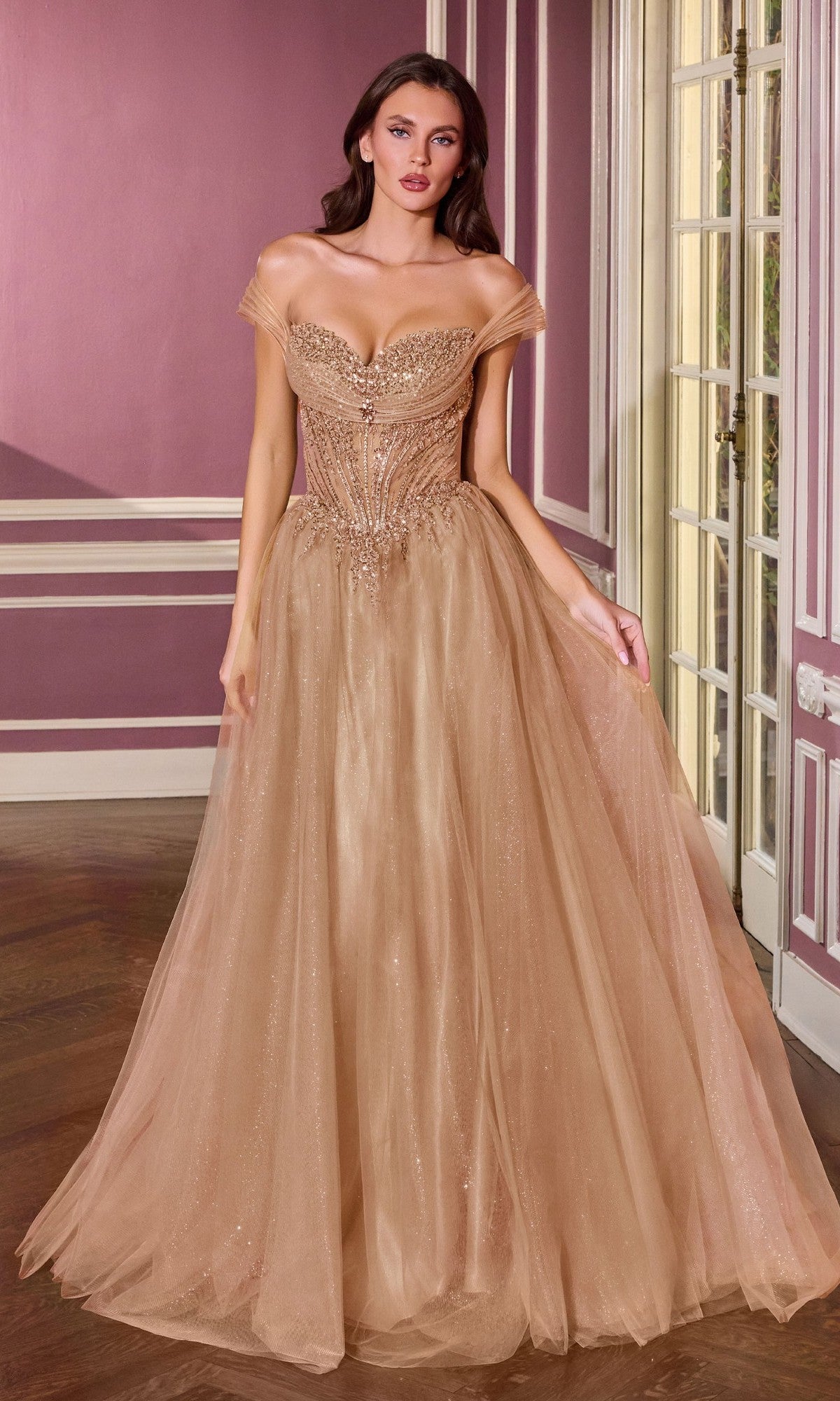 Glitter Corset Ball Gown Prom Dress: Ladivine CC493 - Image 6