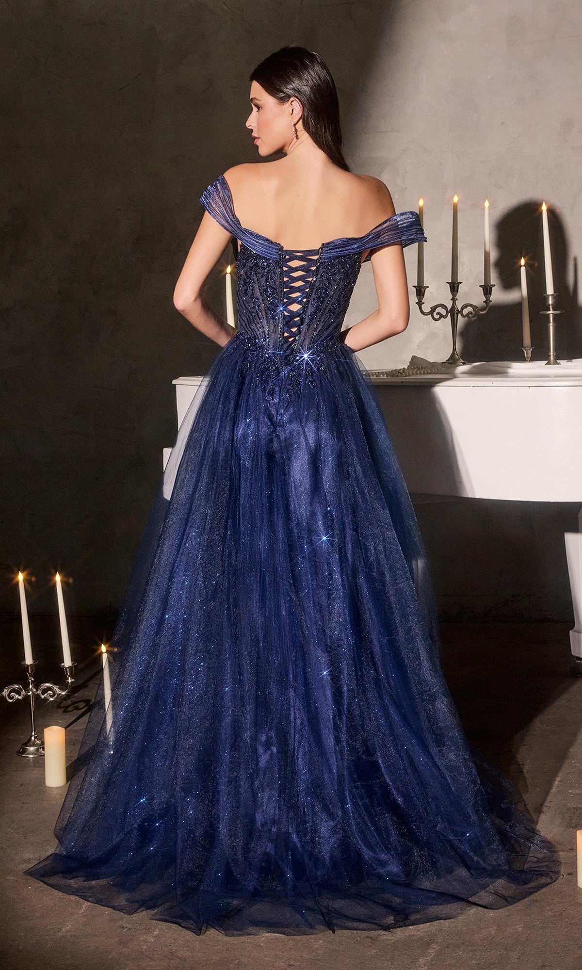 Glitter Corset Ball Gown Prom Dress: Ladivine CC493 - Image 2