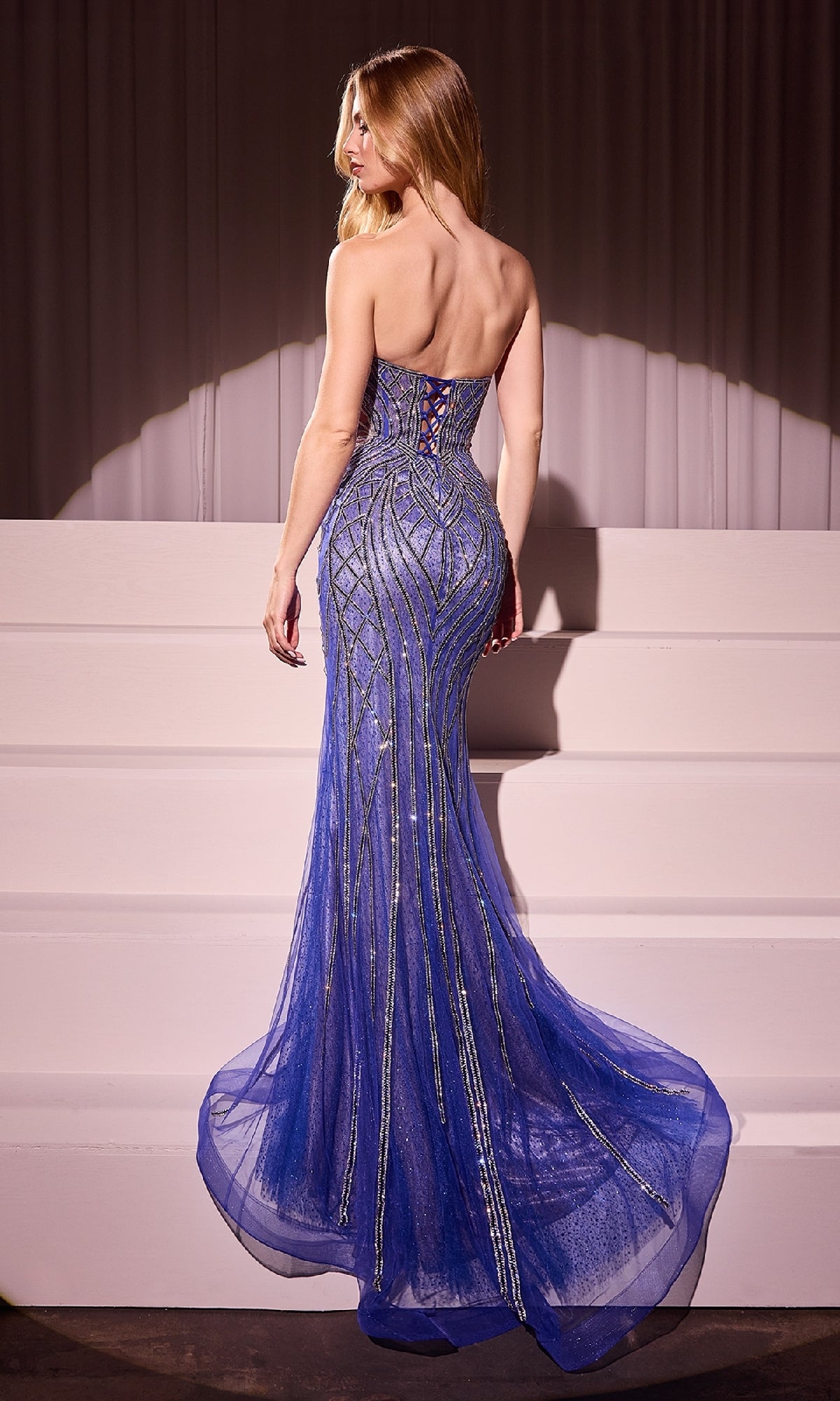 Strapless Long Sequin-Print Prom Dress CLCC6018 - Image 2