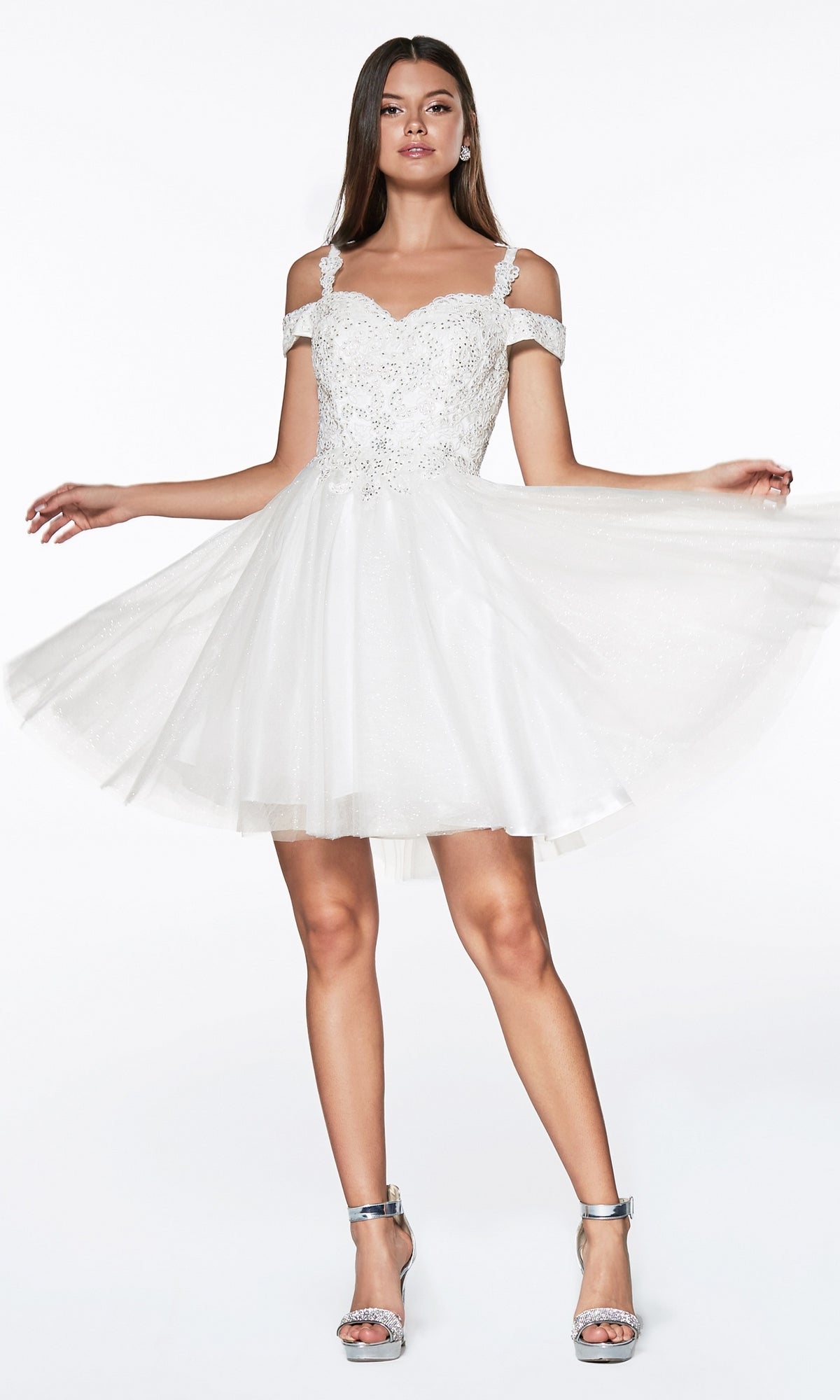 Cold-Shoulder Short Glitter Homecoming Dress CD0132 - Image 5