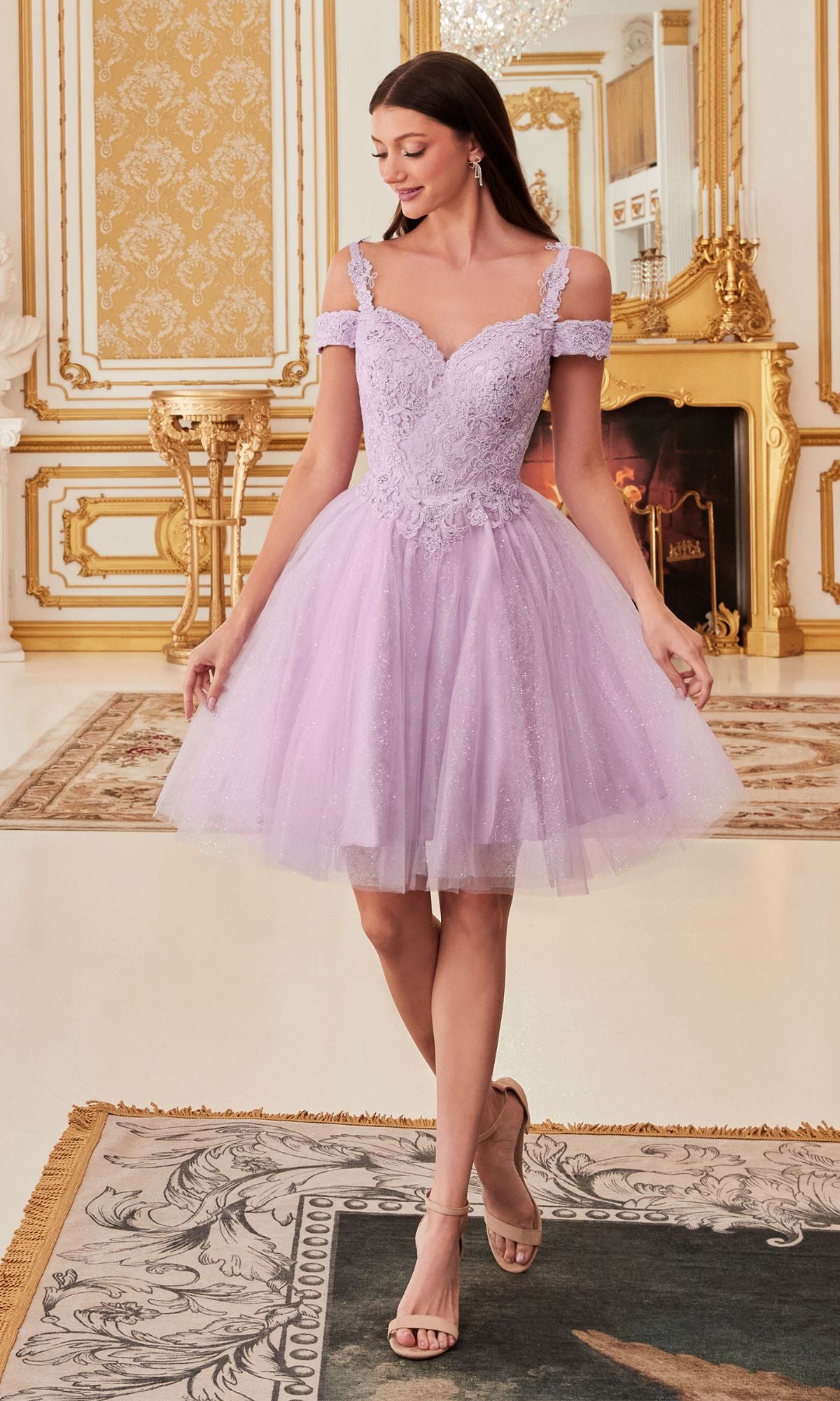 Cold-Shoulder Short Glitter Homecoming Dress CD0132 - Image 8