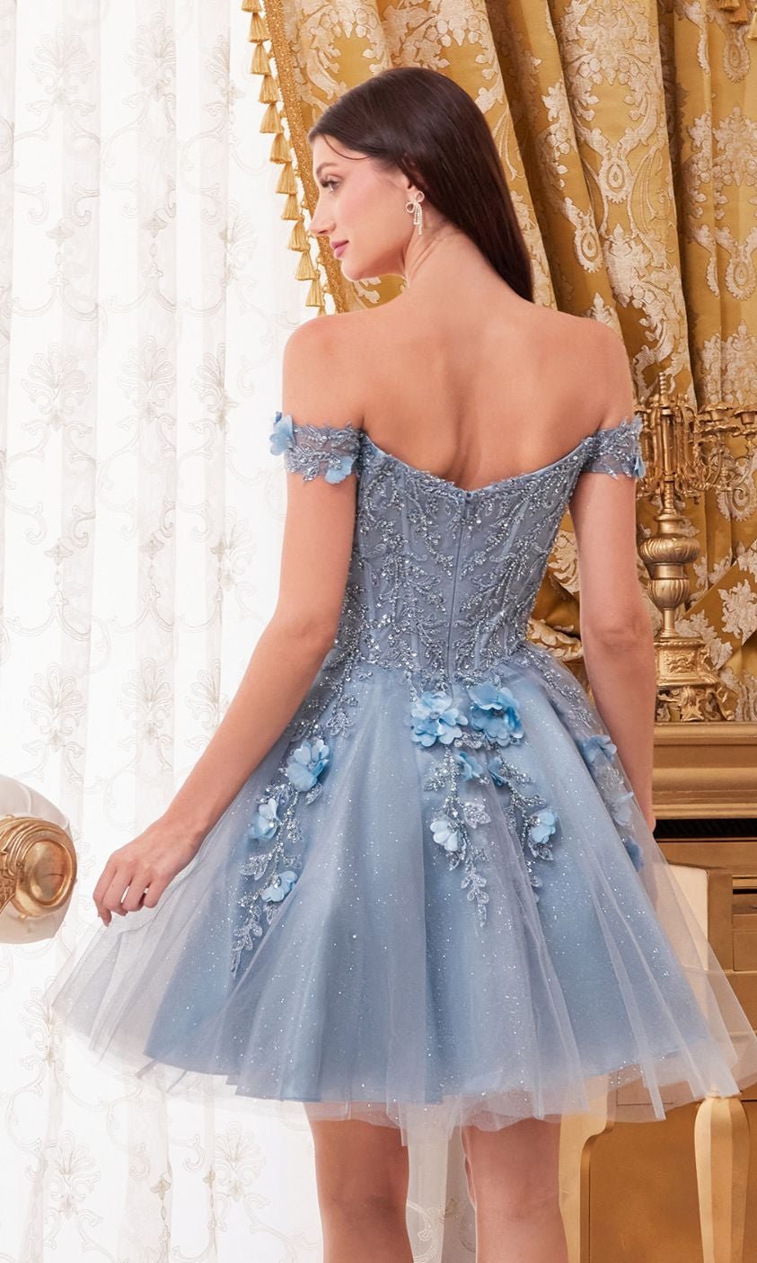 Off-Shoulder Short Floral Homecoming Dress CD0194 - Image 5