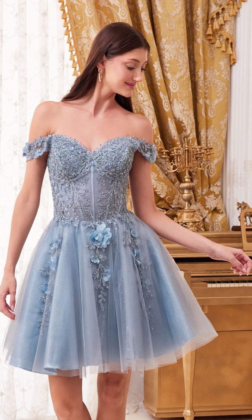 Off-Shoulder Short Floral Homecoming Dress CD0194 - Image 6