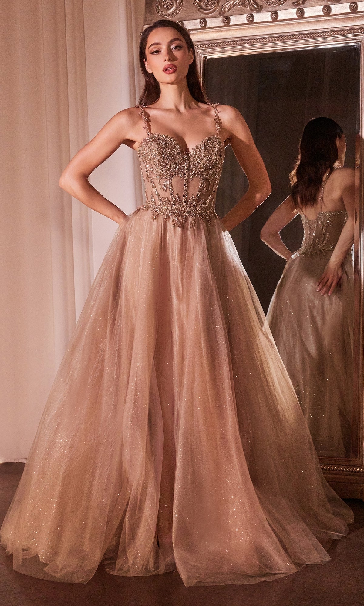 Glitter-Tulle Long Prom Dress: CLCD0234 - Image 13