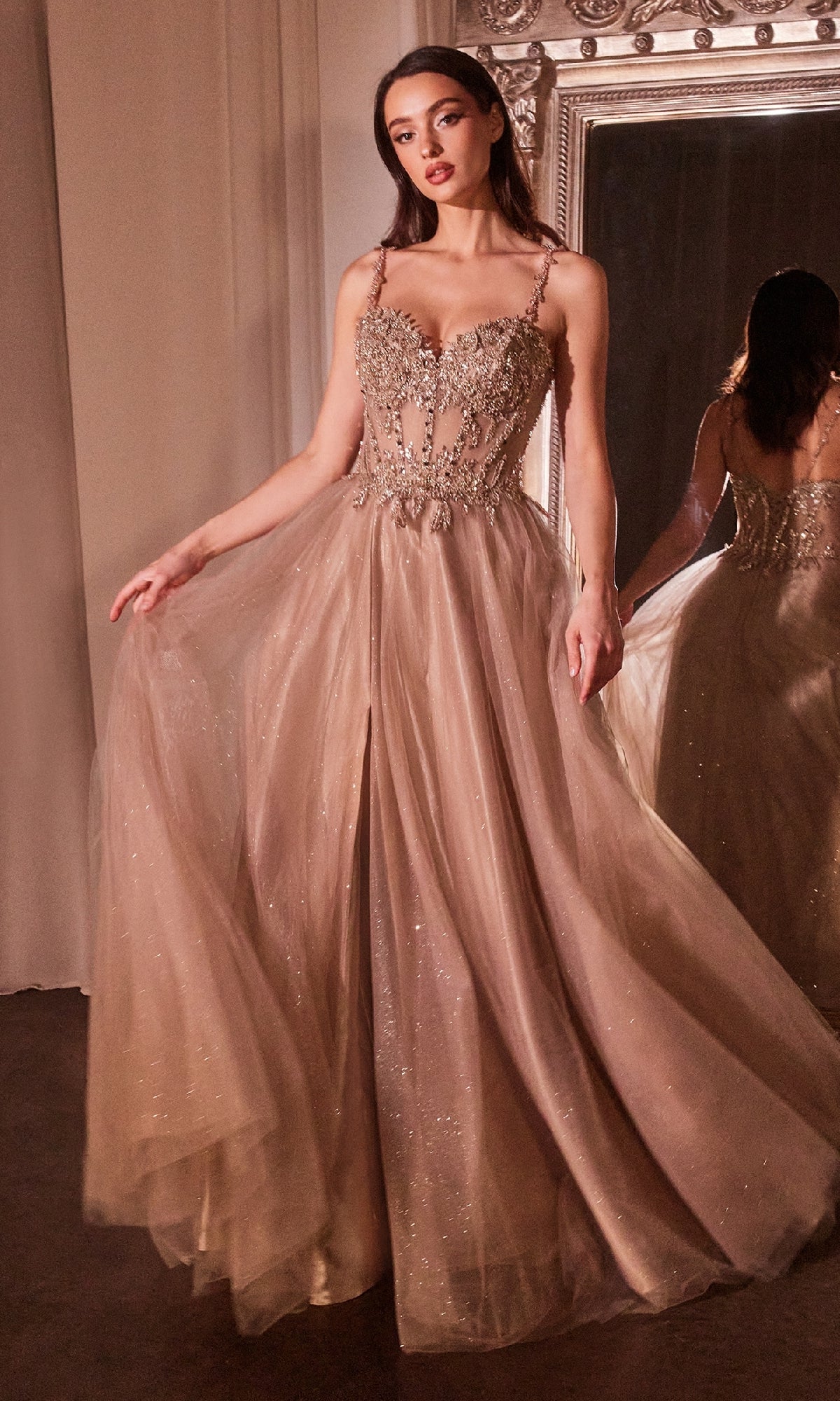 Glitter-Tulle Long Prom Dress: CLCD0234 - Image 10