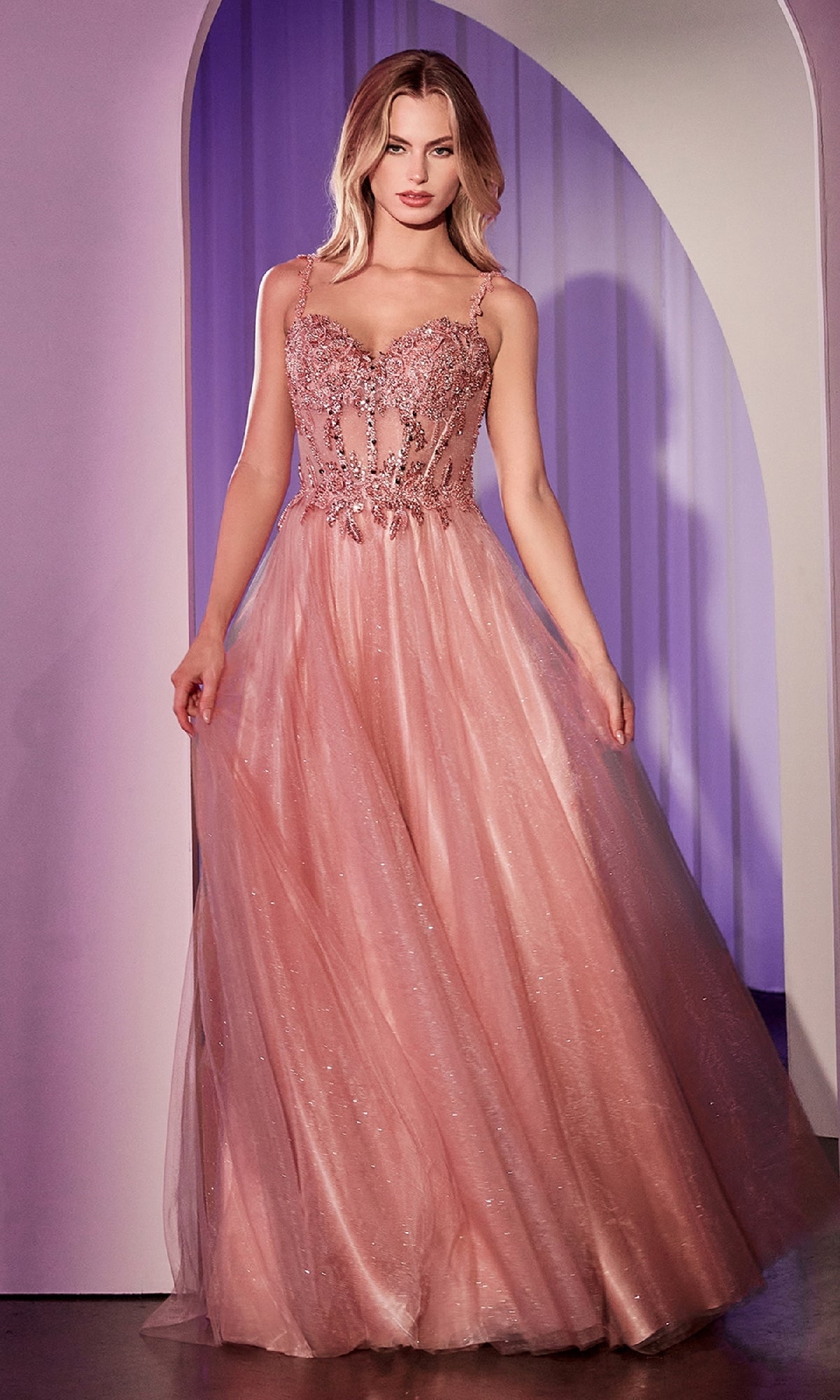 Glitter-Tulle Long Prom Dress: CLCD0234 - Image 14