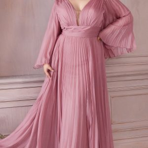 Long Sleeve Plus-Size Long Formal Dress CD242C