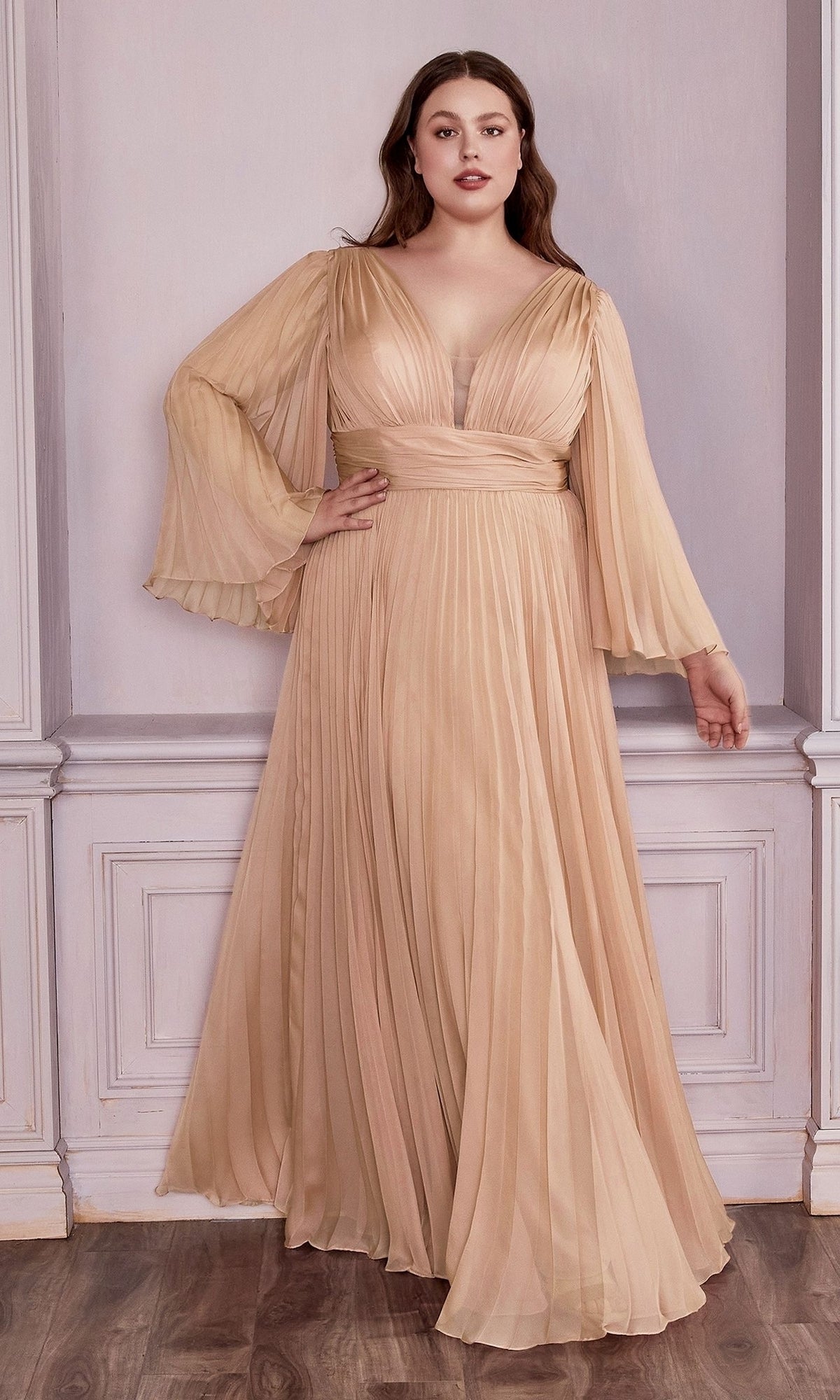 Long Sleeve Plus-Size Long Formal Dress CD242C - Image 2