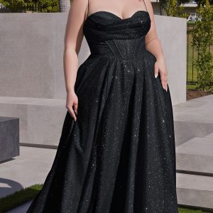 Plus-Size Long Glitter Prom Dress CLCD252C