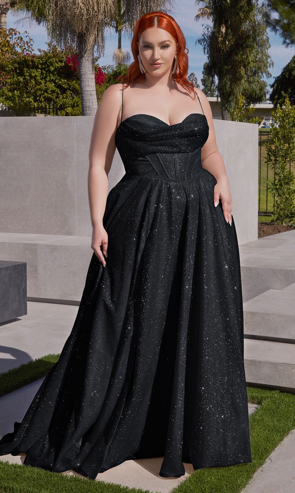 Plus-Size Long Glitter Prom Dress CLCD252C