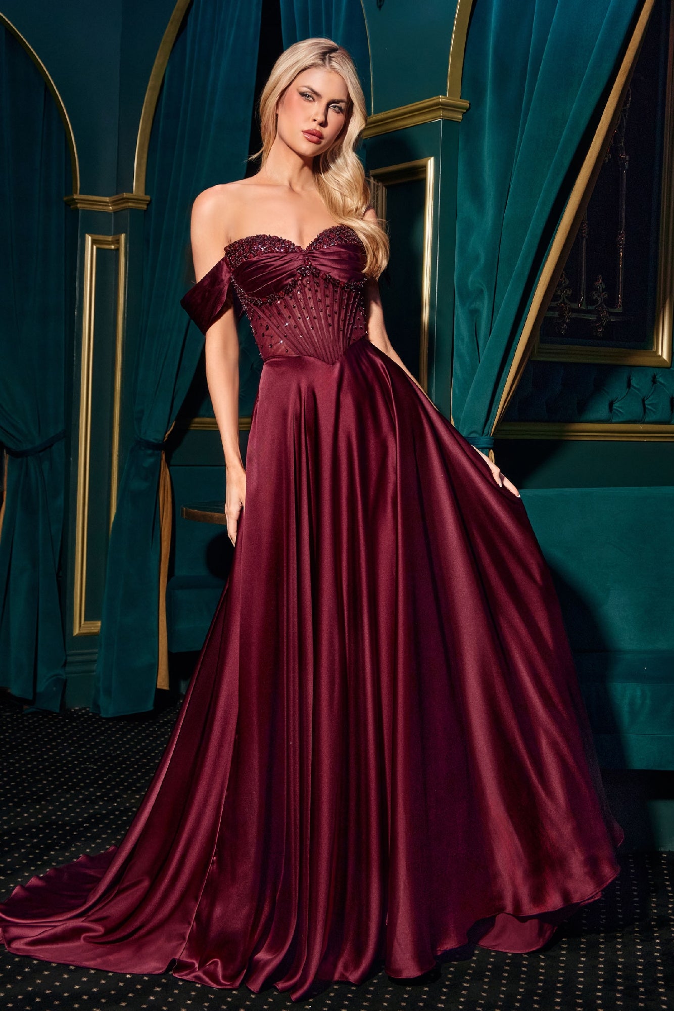 Strapless Long A-Line Prom Dress: Ladivine CD297 - Image 10