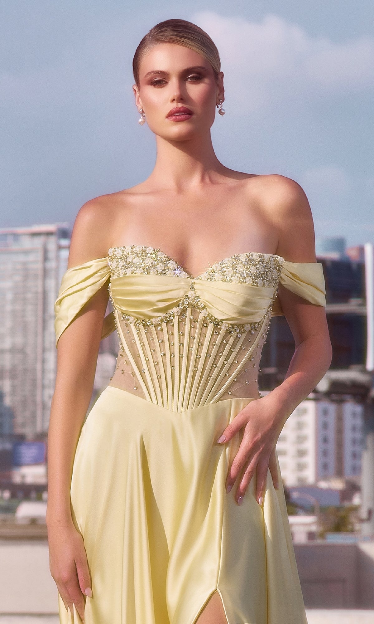 Strapless Long A-Line Prom Dress: Ladivine CD297 - Image 15